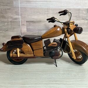 Handcrafted Wooden Harley Style Motorcycle Chopper Bike 14 1/2 inches Long